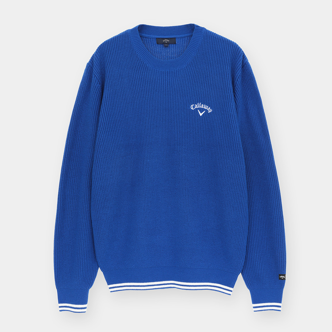 畦編みクルーネックアクリルニット (MENS)