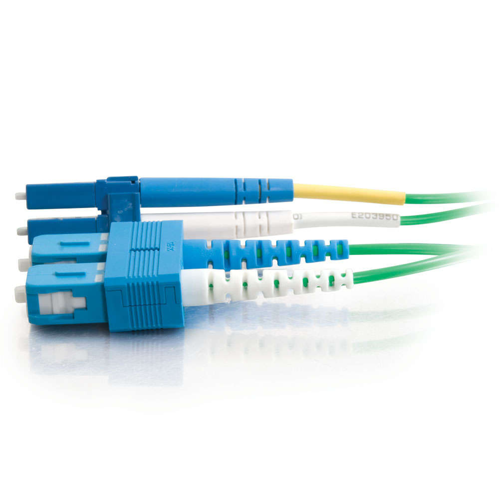 LC-SC 9/125 OS2 Duplex Single-Mode Fiber Optic Cable - Plenum CMP-Rated - Green