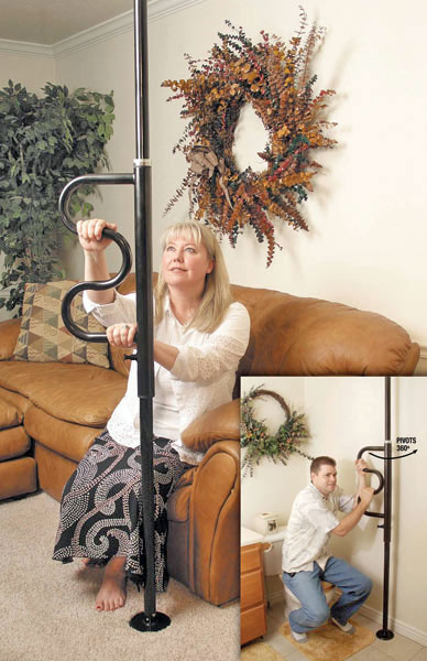 Security Pole and Curved Grab Bar, Black, 1/each (SD1100 Home & Garden Bathroom Accessories Safety Grab Bars) photo