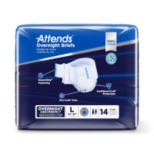 Attends Overnight Briefs, Large - 14/bag (ATEWBLT Health & Beauty Health Care Incontinence Aids) photo