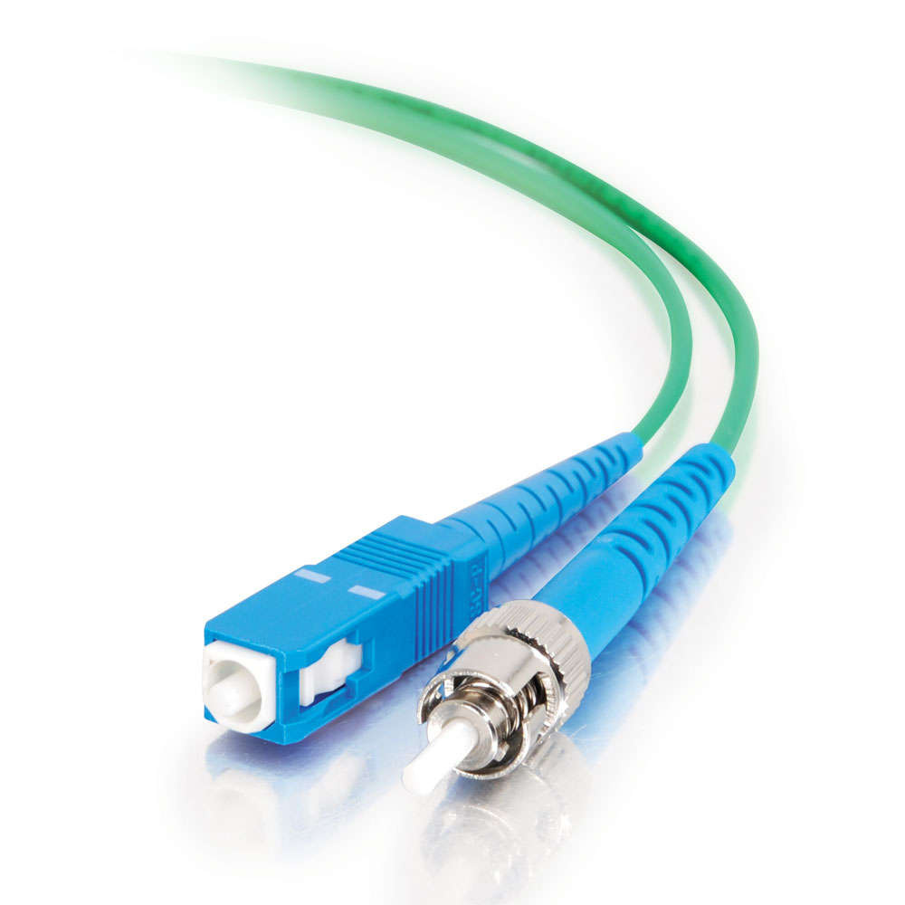 SC-ST 9/125 OS2 Simplex Single-Mode Fiber Optic Cable - Plenum CMP-Rated - Green