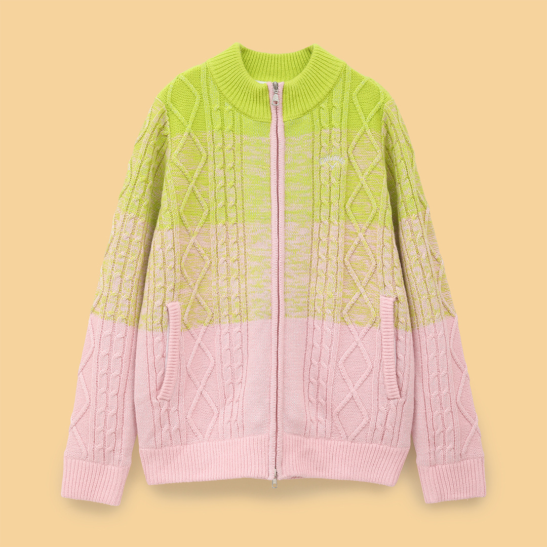 裏地付ラメ入りフルジップニット (WOMENS)