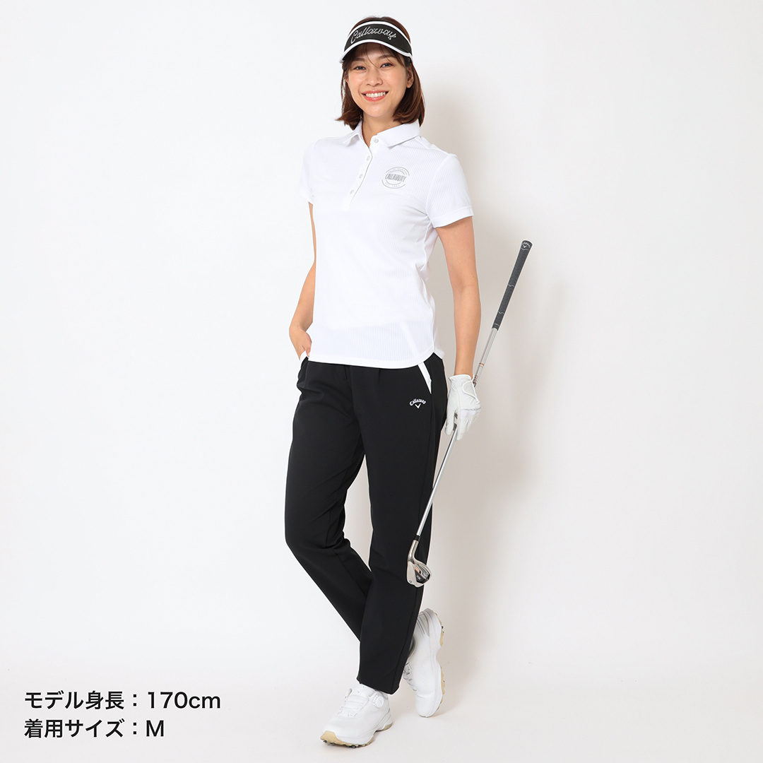 ストライプジャカード半袖シャツ (WOMENS)