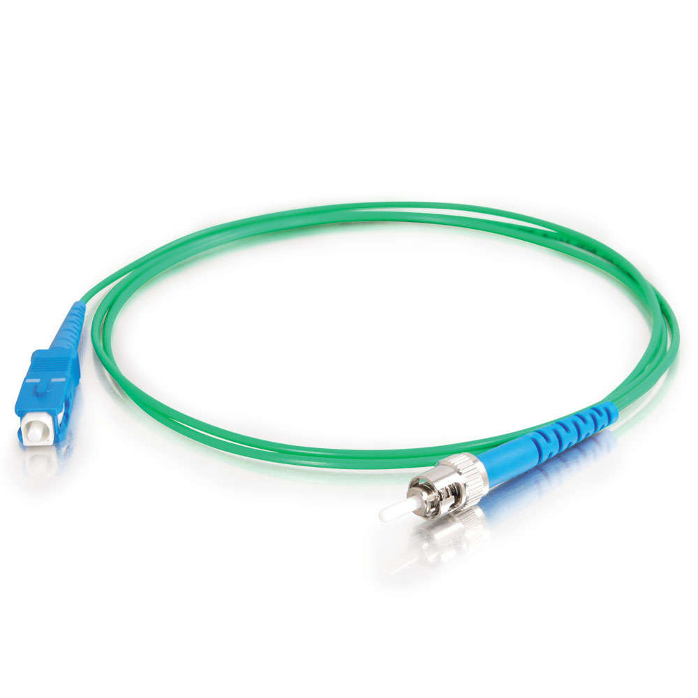 SC-ST 9/125 OS2 Simplex Single-Mode Fiber Optic Cable - Plenum CMP-Rated - Green
