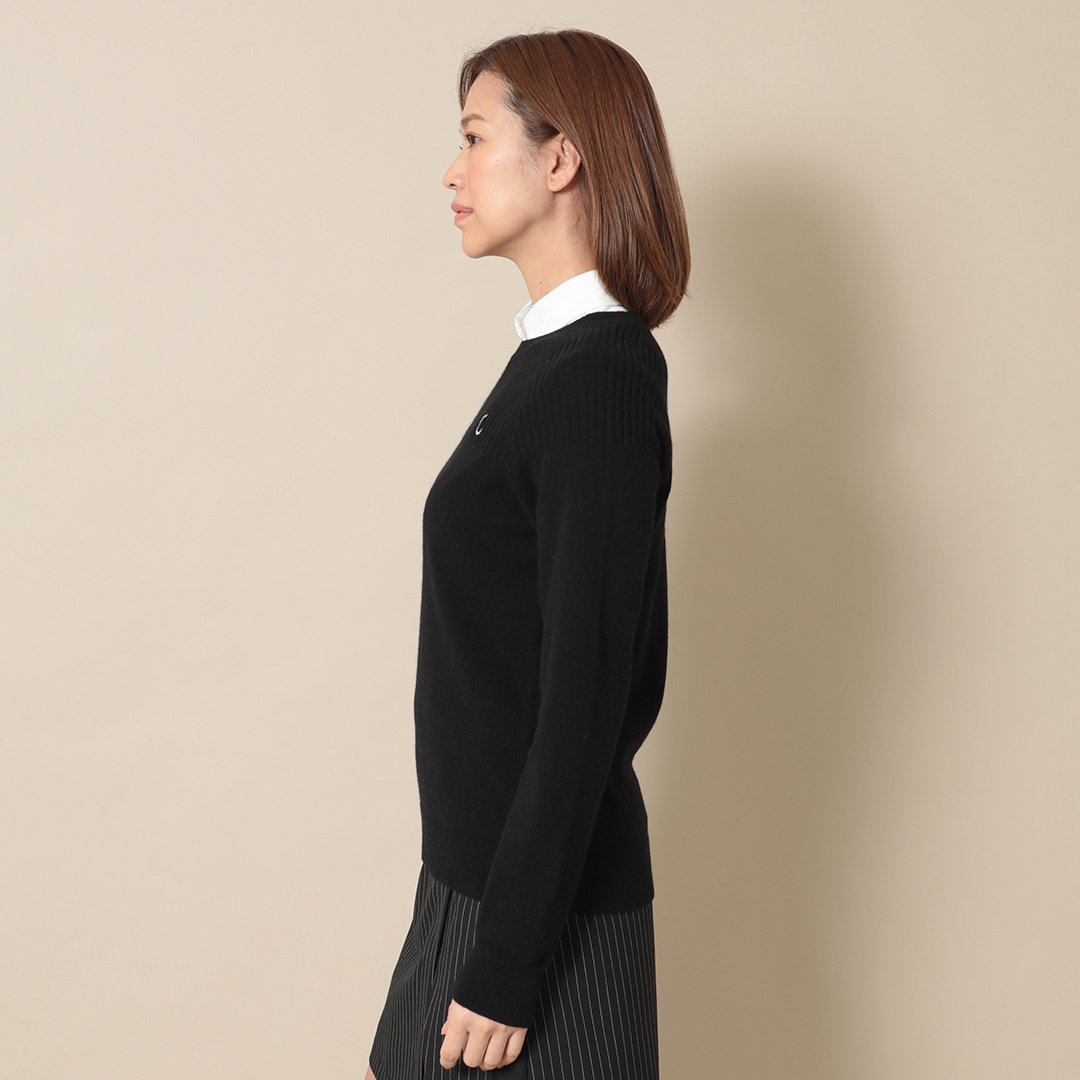 リブ切替クルーネックニット (WOMENS)