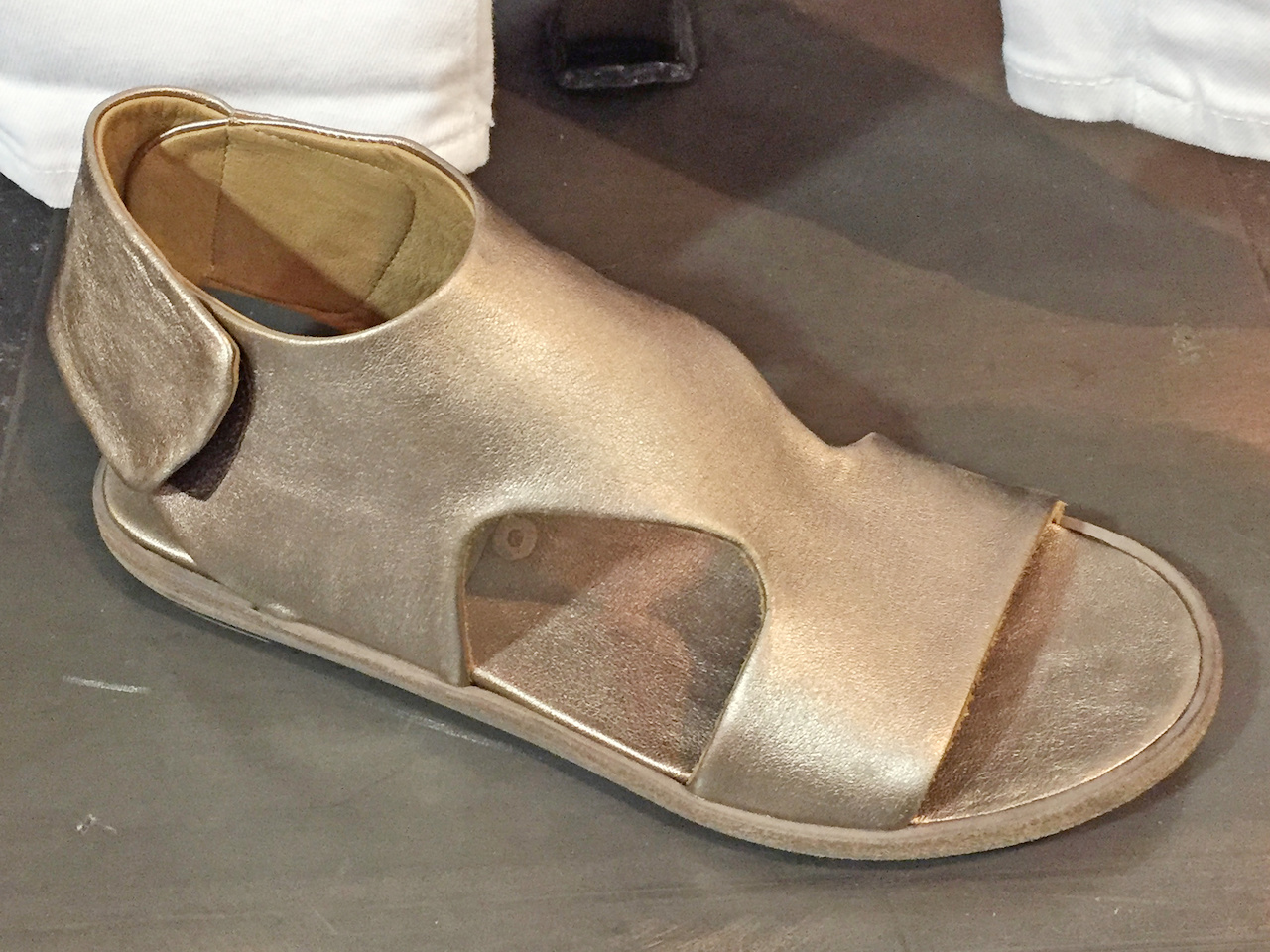From Betsy Prince: P. Monjo metallic t-strap leather sandal, $398 From Betsy Prince: P. Monjo metallic t-strap leather sandal, $398