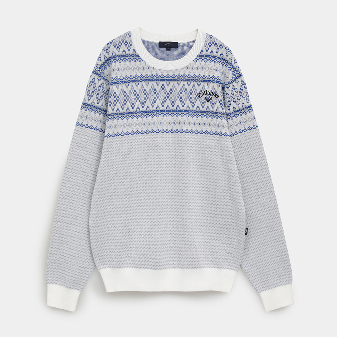 ★２３区ゴルフ　ノルディック柄裏地付きクルーネックニットＬサイズ美品★ 23区GOLF｜【WOMEN】【ウォッシャブル】ノルディック柄裏付き ニット