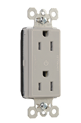 Product image for Pass & Seymour PTTR26262CDGRY PlugTail™ Dual Control Tamper-Resistant Decorator Receptacle, 15A 125V - Gray