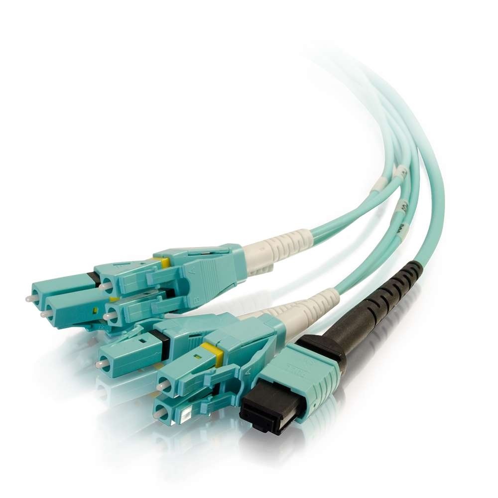MTP Compatible MPO to 4 Duplex Fiber Breakout Cable OM3 riser rated (OFNR)