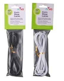 Elastic Shoelaces, Black, 1/pair (LACEBK) photo