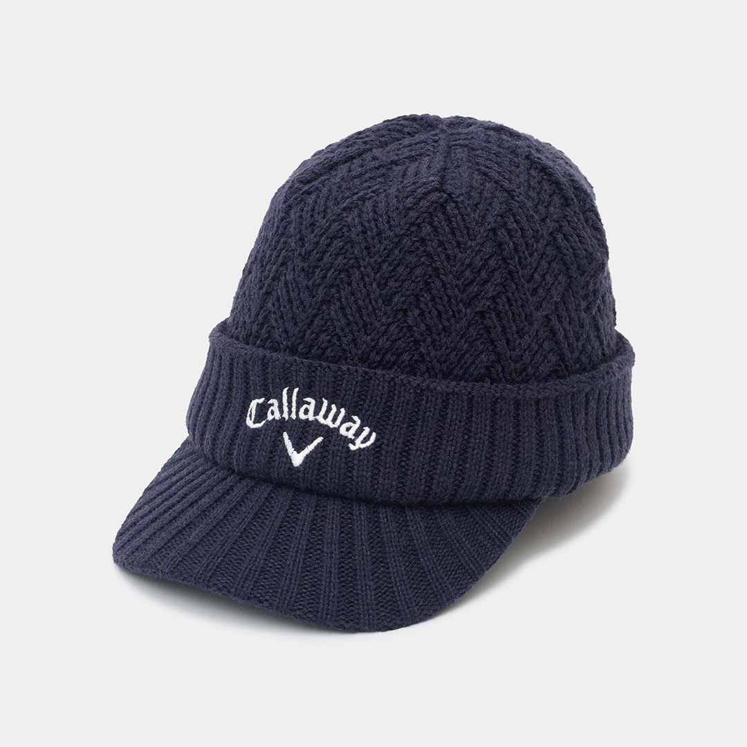 ダイヤ柄ツバ付きニット (MENS)