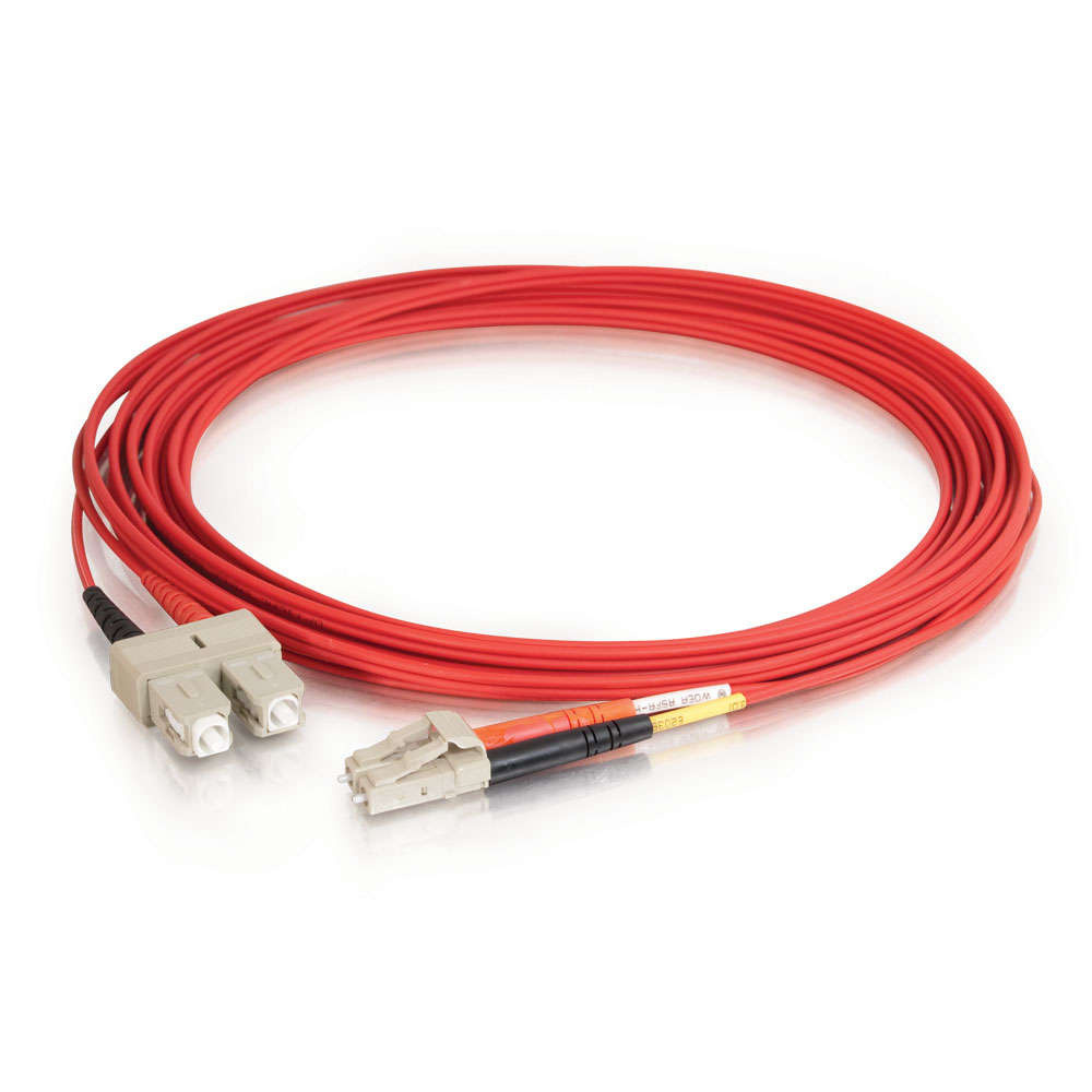 LC-SC 62.5/125 OM1 Duplex Multimode Fiber Optic Cable - Plenum CMP-Rated - Red