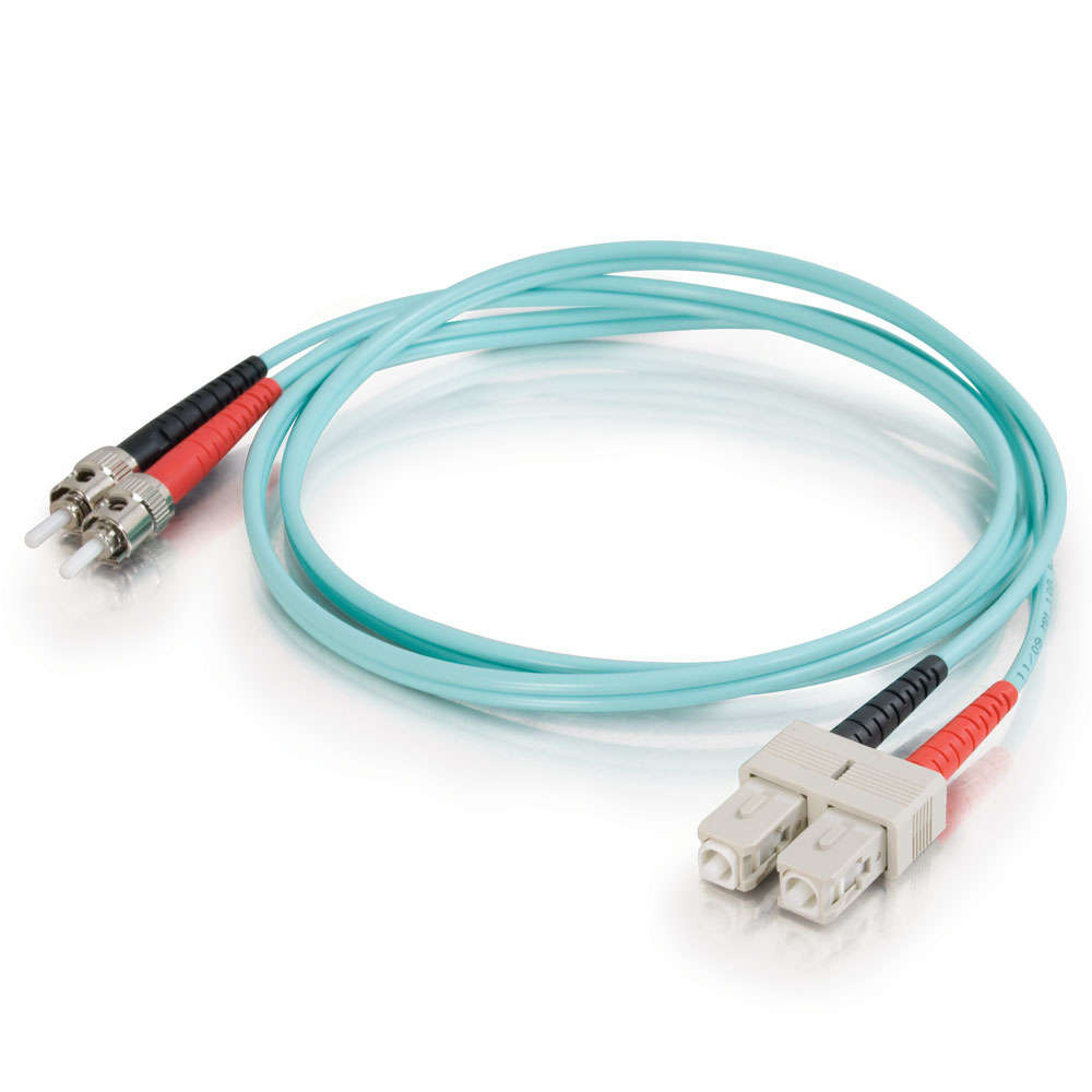SC-ST 10Gb 50/125 OM3 Duplex Multimode Fiber Optic Cable - Low Smoke Zero Halogen LSZH - Aqua