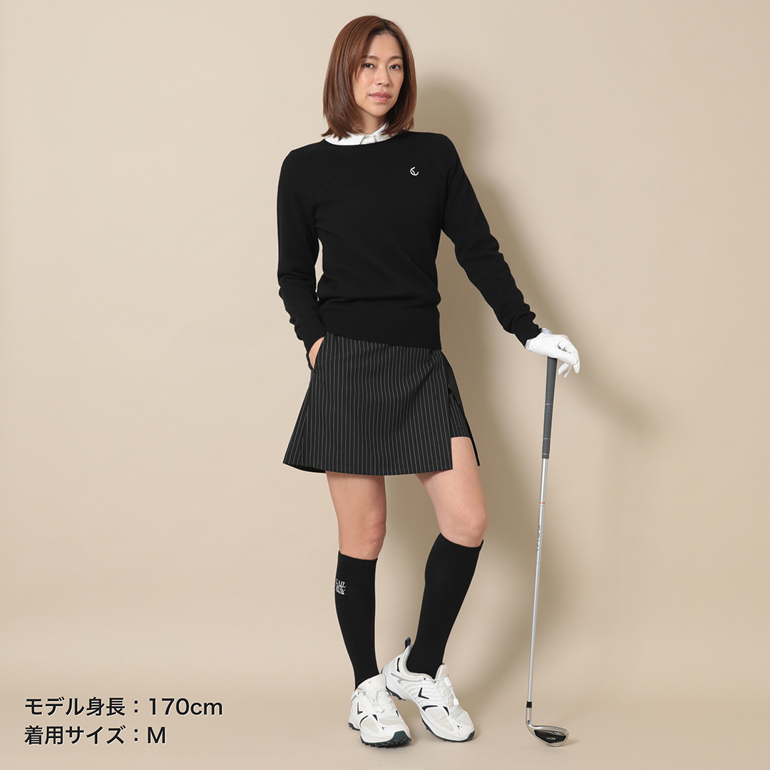 リブ切替クルーネックニット (WOMENS)
