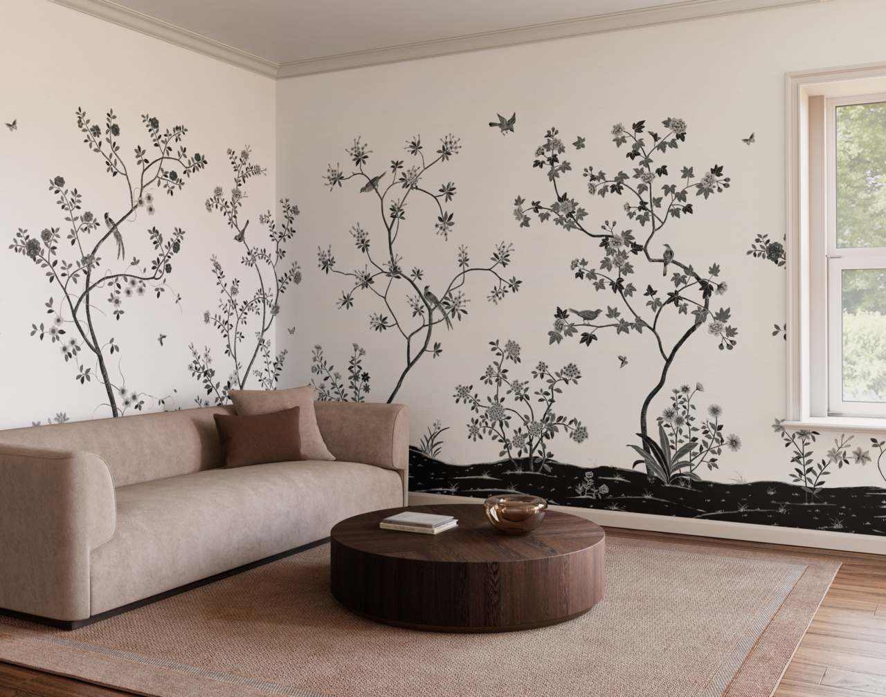 Promenade in Antique Bloom on Star Dusk Silk | Phillip Jeffries