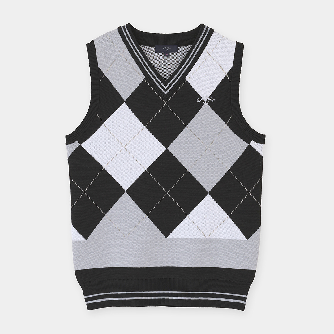 Vネックアーガイルジャカードニットベスト (WOMENS)