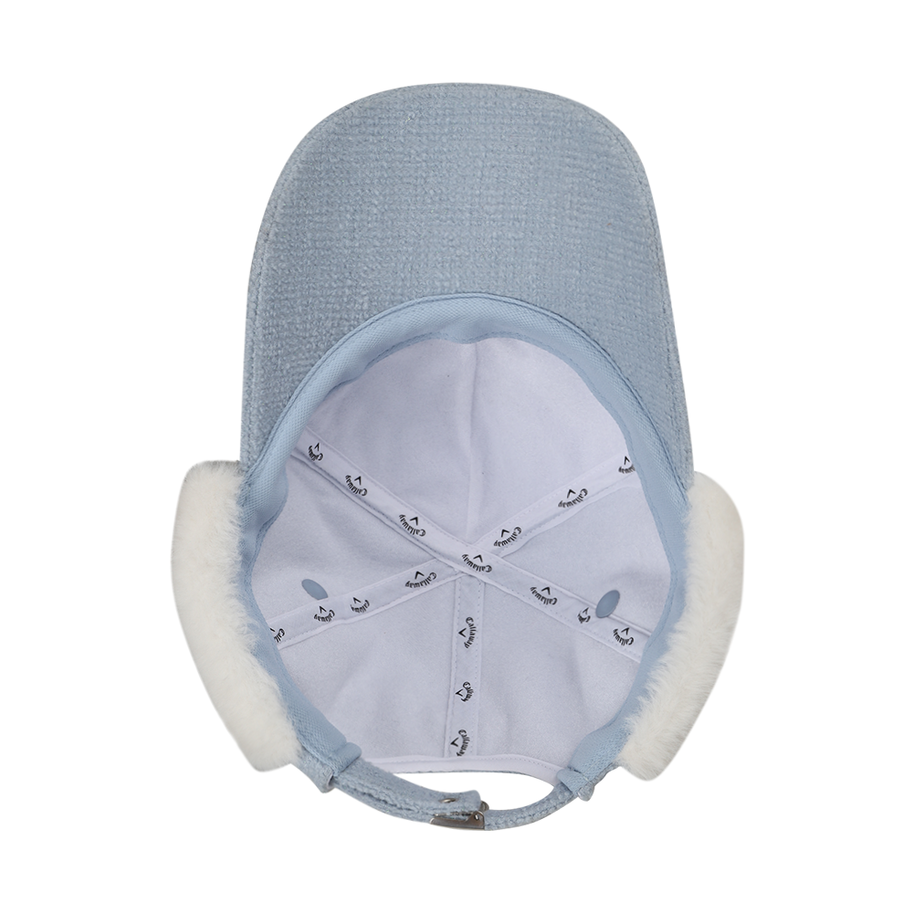 트위드 폼폼 이어워머 여성 볼캡