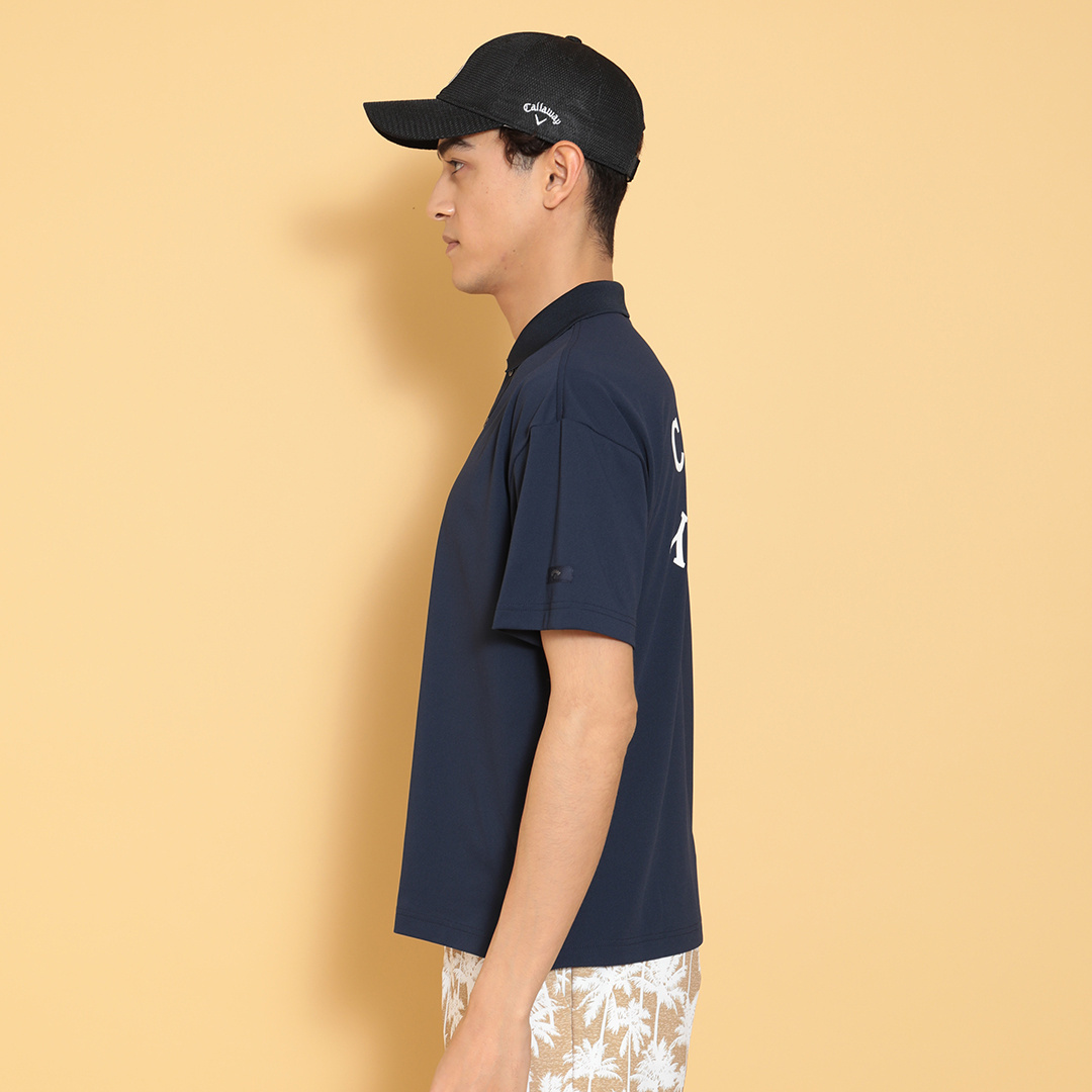 ポリエステルピケオーバーサイズ半袖ポロシャツ (MENS)