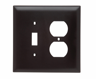 Combination Openings, 1 Toggle Switch and 1 Duplex Receptacle, Two Gang, Brown