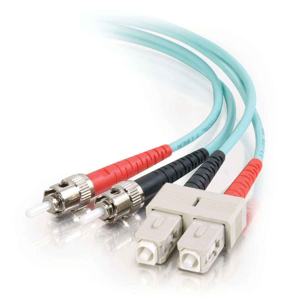 SC-ST 10Gb 50/125 OM3 Duplex Multimode PVC Fiber Optic Cable - Aqua