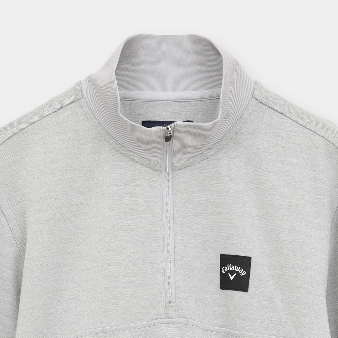 ポンチハーフジップ長袖スウェット (MENS)