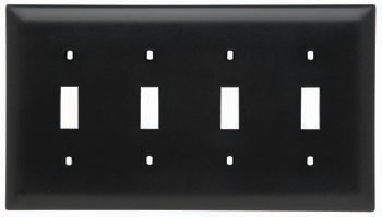 Toggle Switch Openings, Four Gang, Black