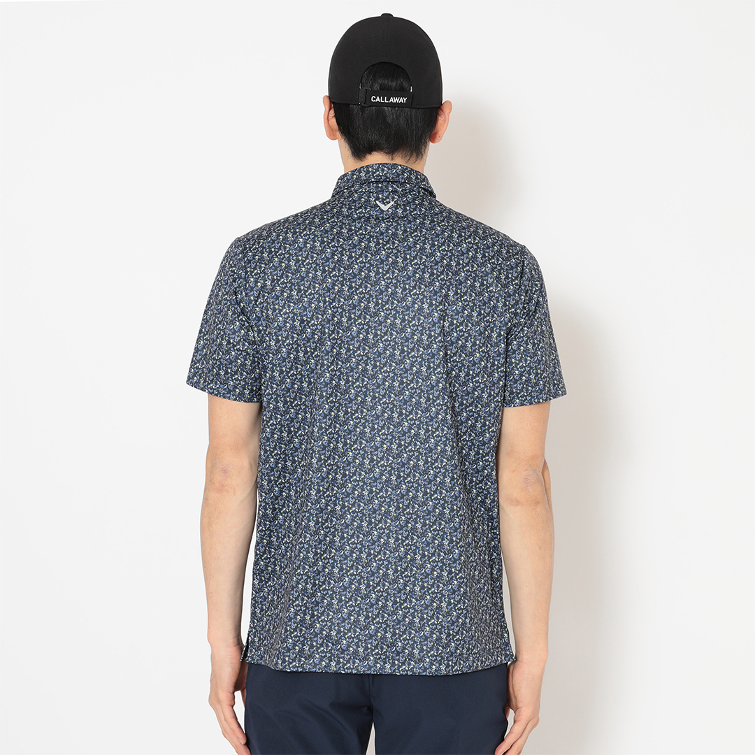 ハニカムメッシュ小花柄半袖シャツ (MENS)
