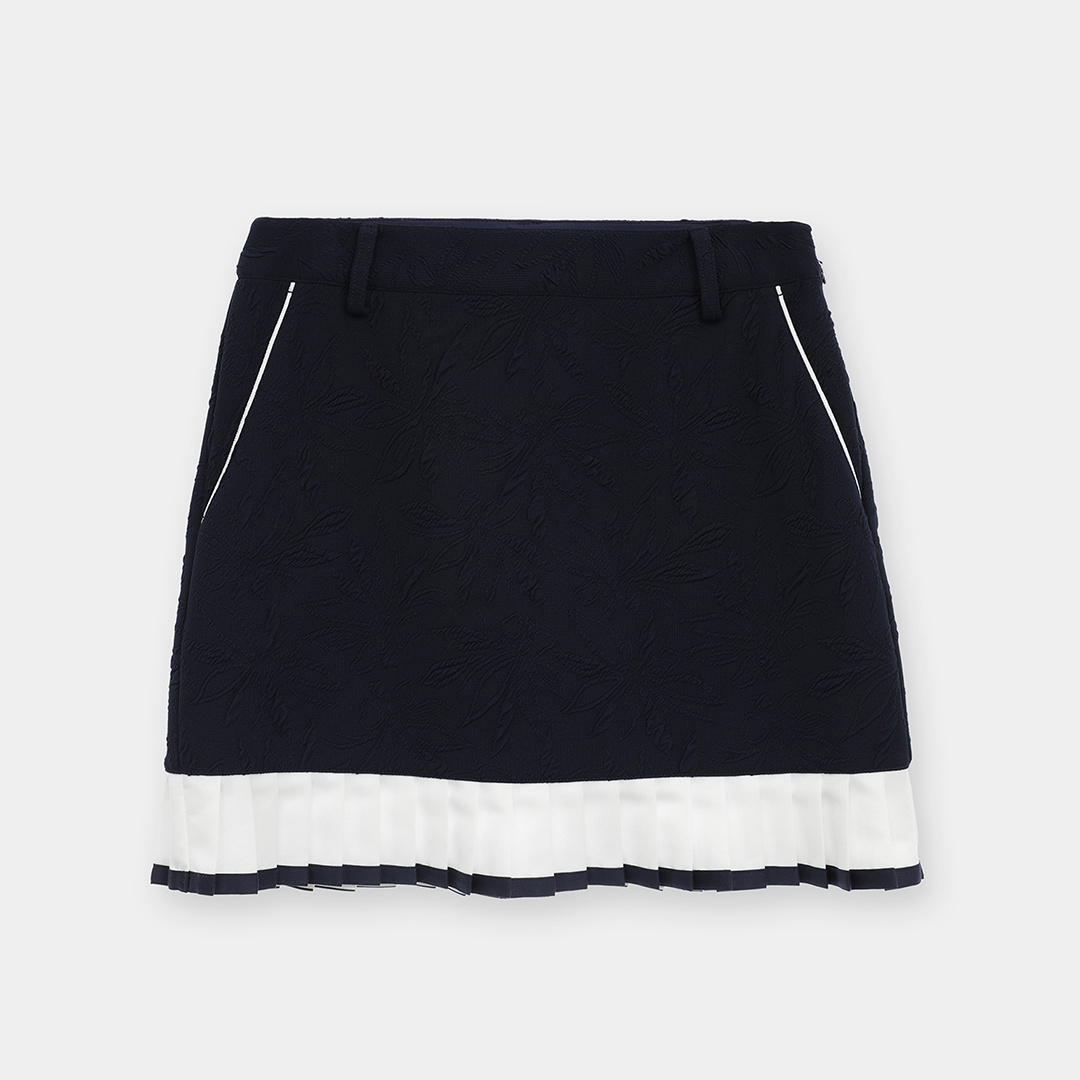 フラワージャカード裾プリーツスカート (WOMENS)