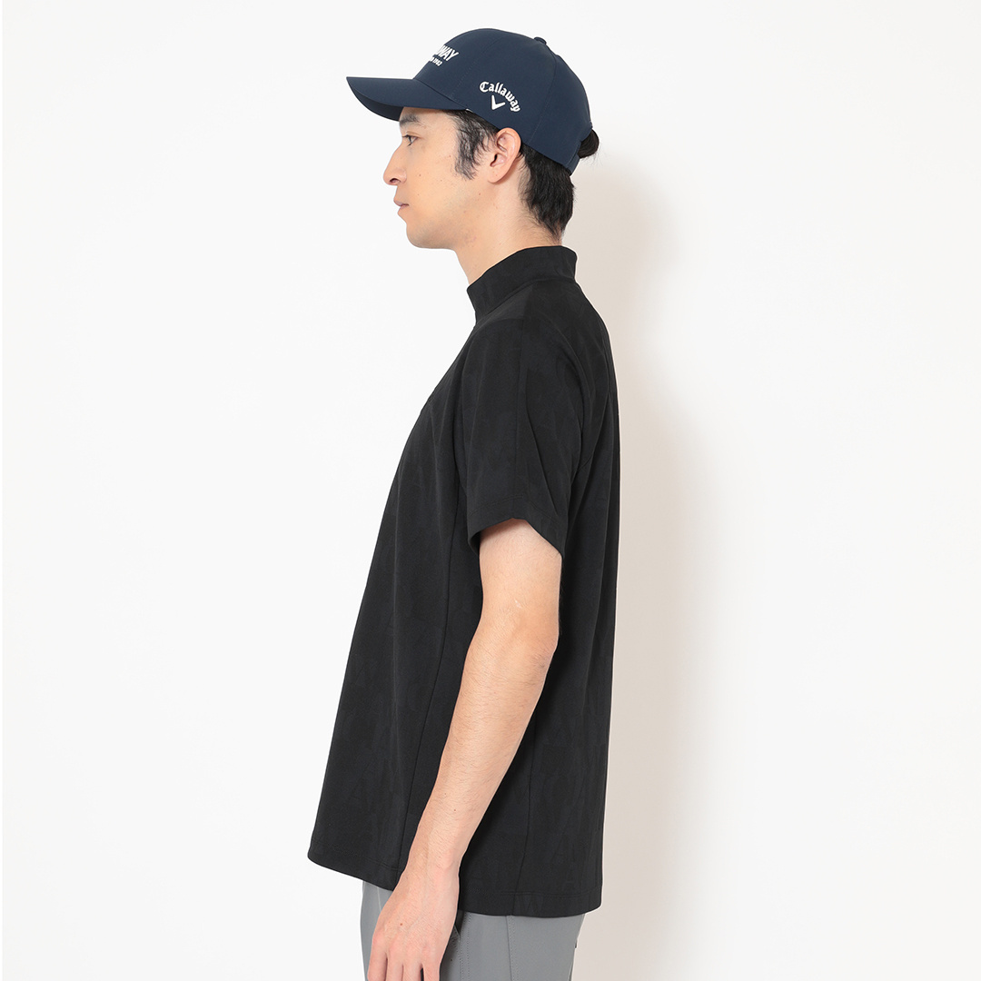 ロゴジャカードハーフジップ半袖モックネック (MENS)