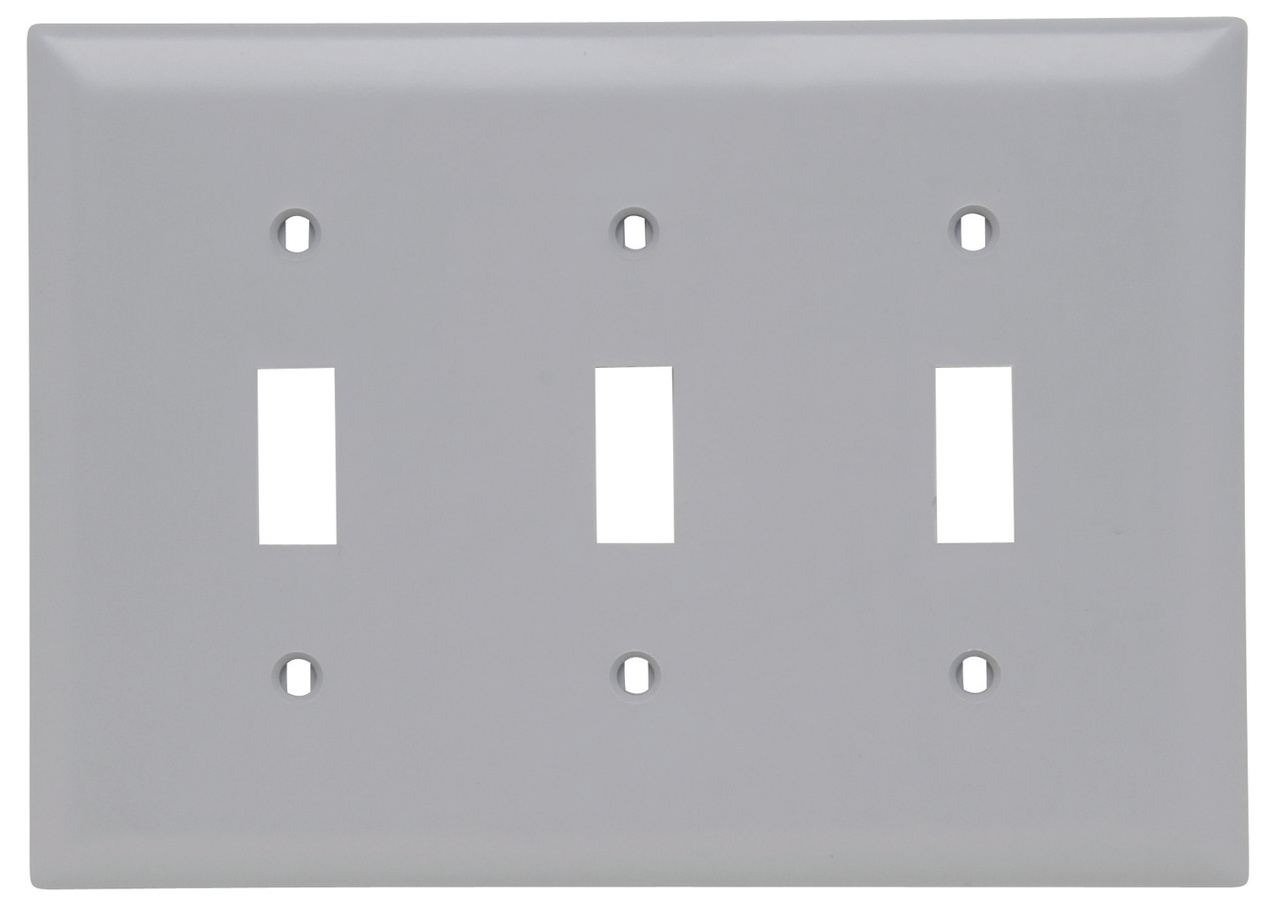 Toggle Switch Openings, Three Gang, Gray