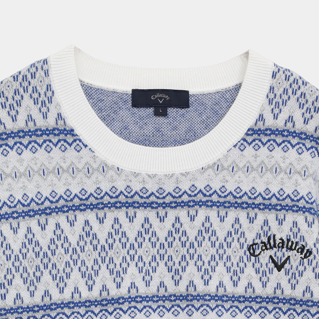 ★２３区ゴルフ　ノルディック柄裏地付きクルーネックニットＬサイズ美品★ 23区GOLF｜【WOMEN】【ウォッシャブル】ノルディック柄裏付き ニット