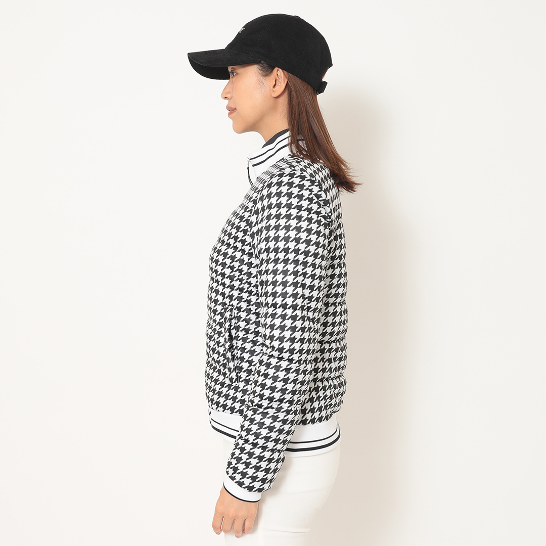 スターストレッチ千鳥プリント中綿ブルゾン (WOMENS)