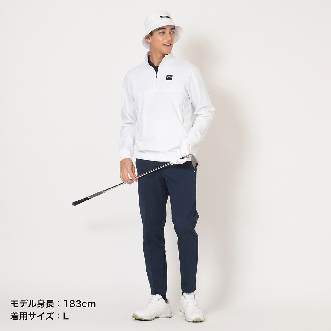 ポンチハーフジップ長袖スウェット (MENS)