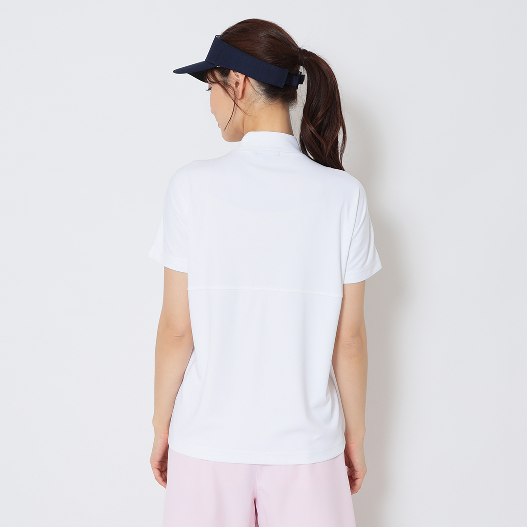 ポリエステルスムース半袖モックネックシャツ (WOMENS)