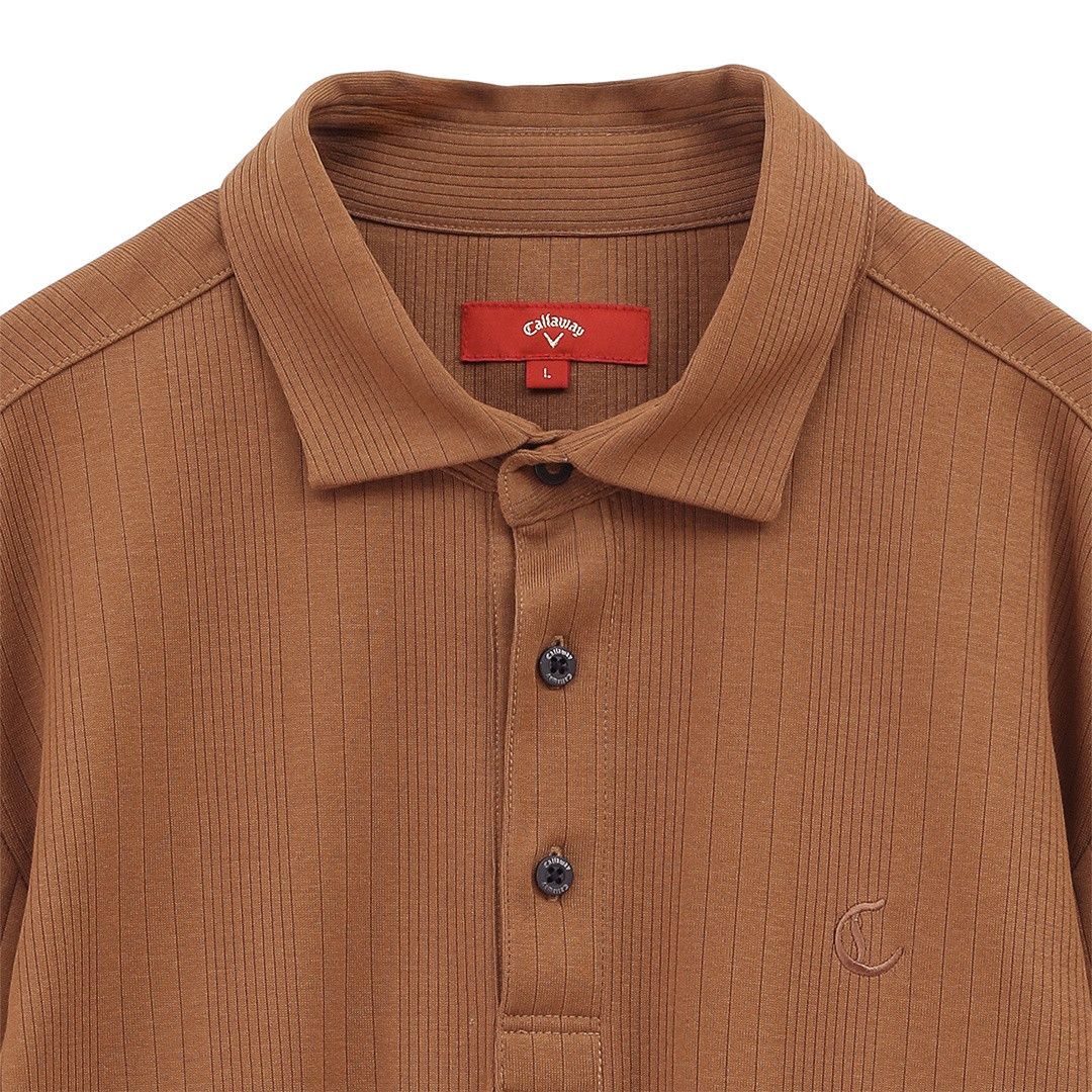 ランダム針抜きストライプ長袖シャツ (MENS)