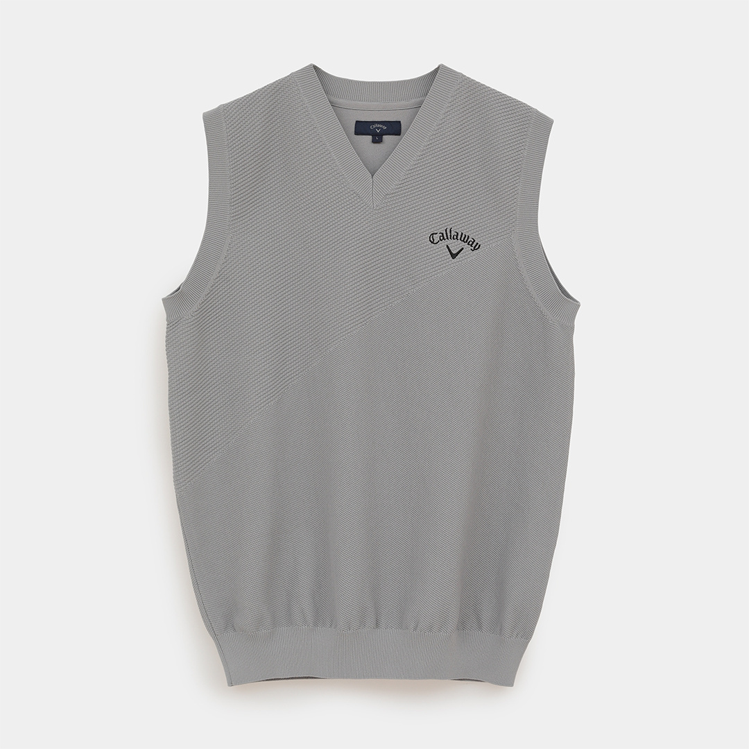 タック編みポリエステルニットベスト (MENS)