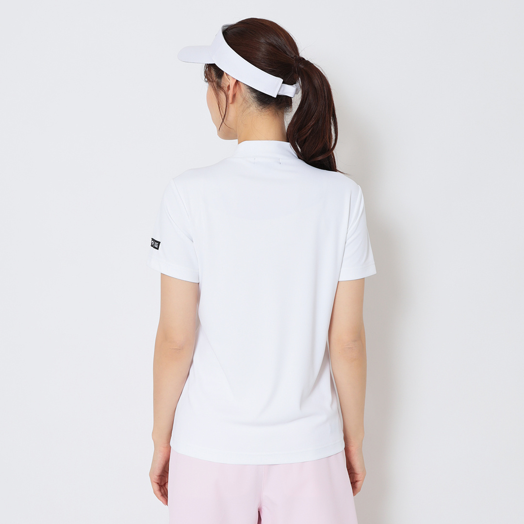 ポリエステルスムース半袖モックネックシャツ (WOMENS)