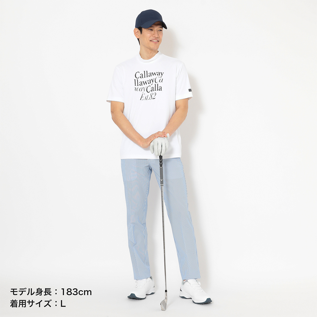 ポリエステルスムース半袖モックネックシャツ (MENS)