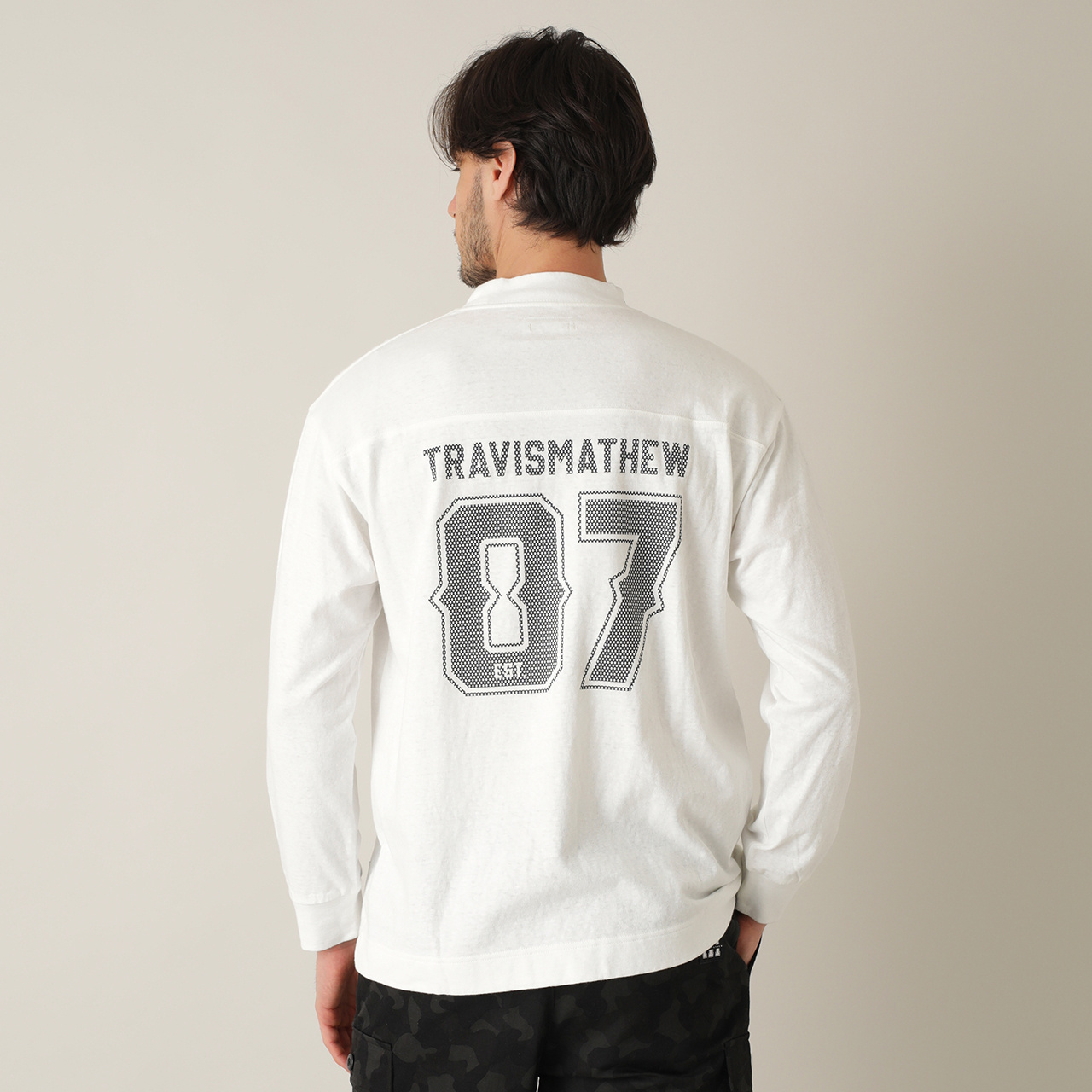 tovho トヴホ Ｌ/Ｓワッフル モックネック バックロゴ プリント 長袖 バックプリント長袖モックネック(MENS)