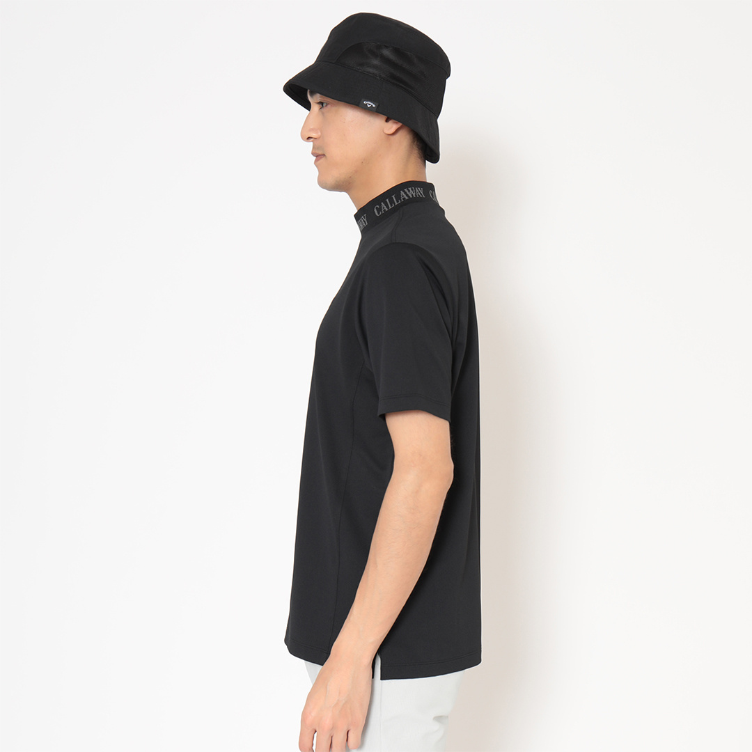ミニワッフルジャカード衿半袖モックネック ※4Lサイズあり (MENS)