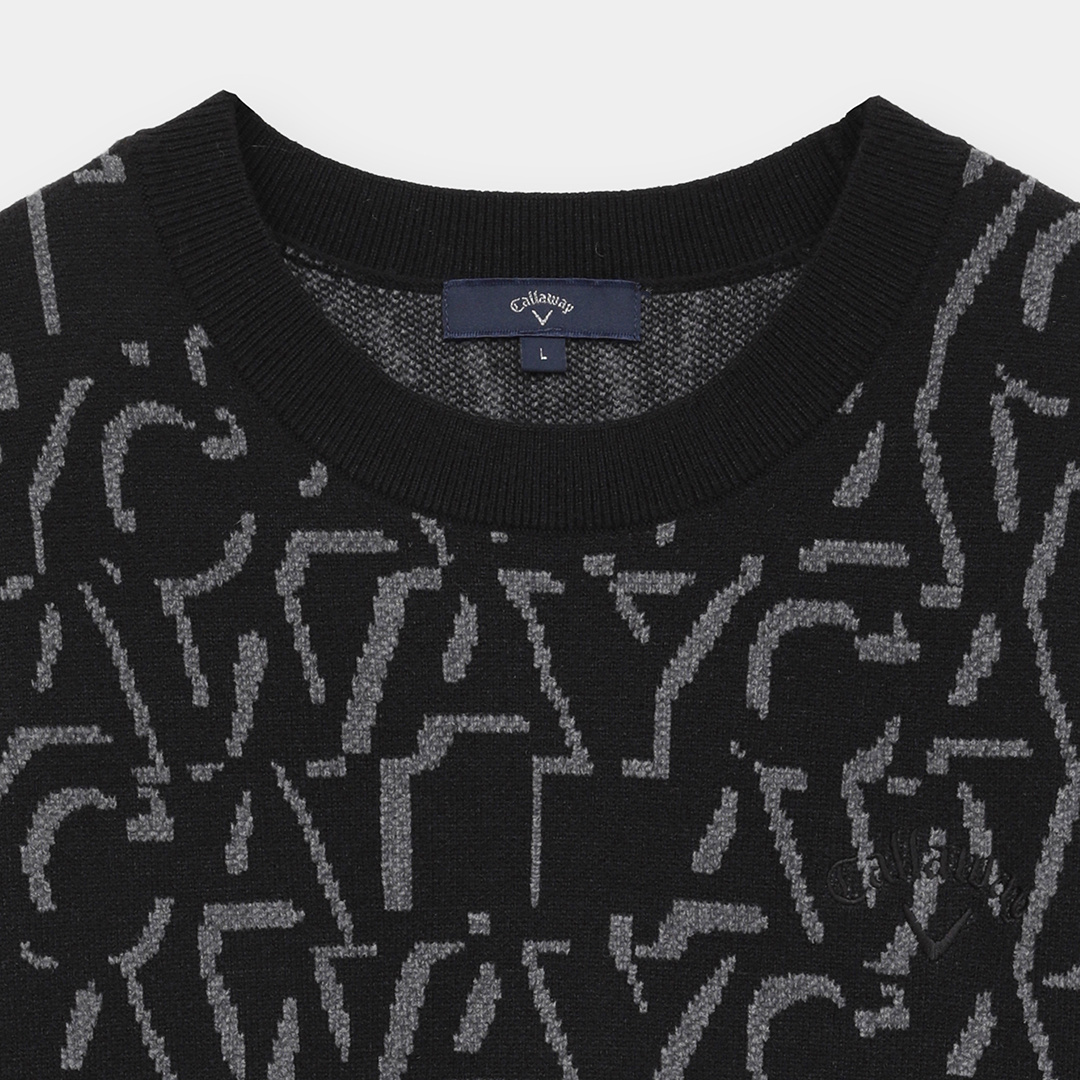 ロゴジャカードクルーネック長袖ニット (MENS)