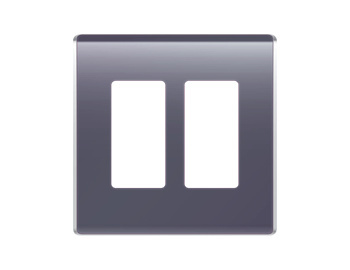 Photo of a Blue Grey, Colored, 2-Gang Studio Wall Plate on a White Background