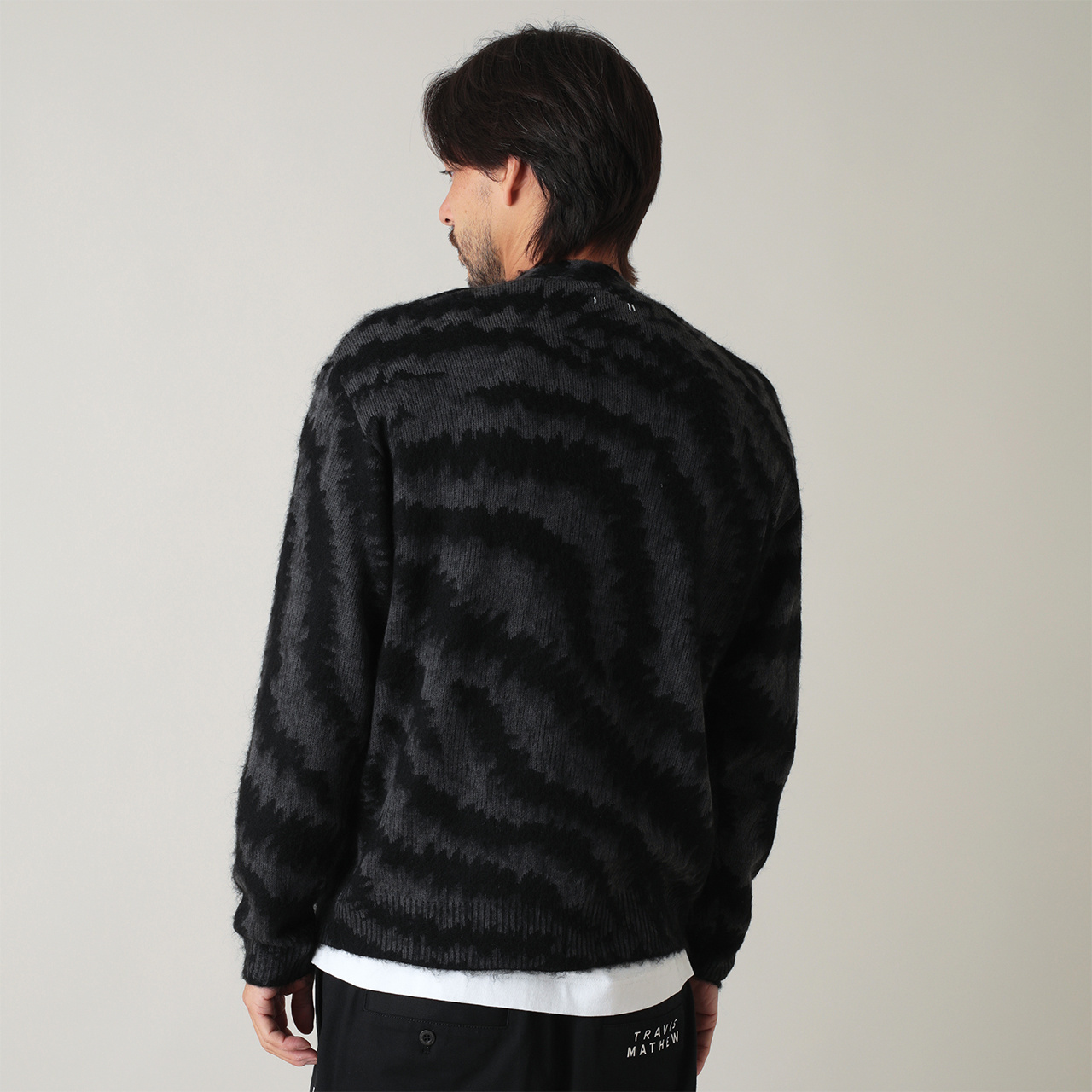 ゼブラ柄 ジャカード モヘアニット カーディガン(UNISEX)