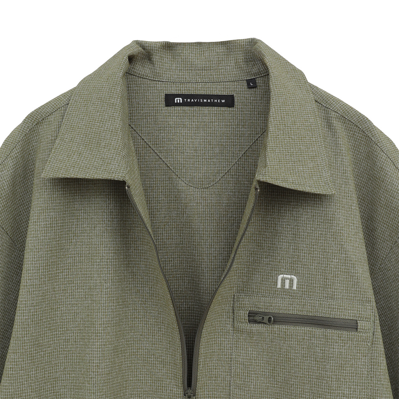 半袖チェック柄 クォータージップ ジャケット(MENS)