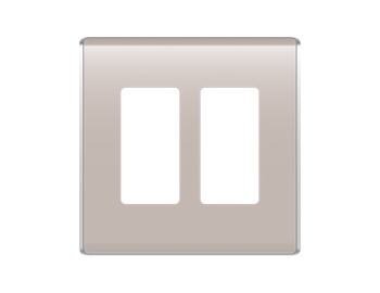 Photo of a Taupe Colored, 2-Gang Studio Wall Plate on a White Background