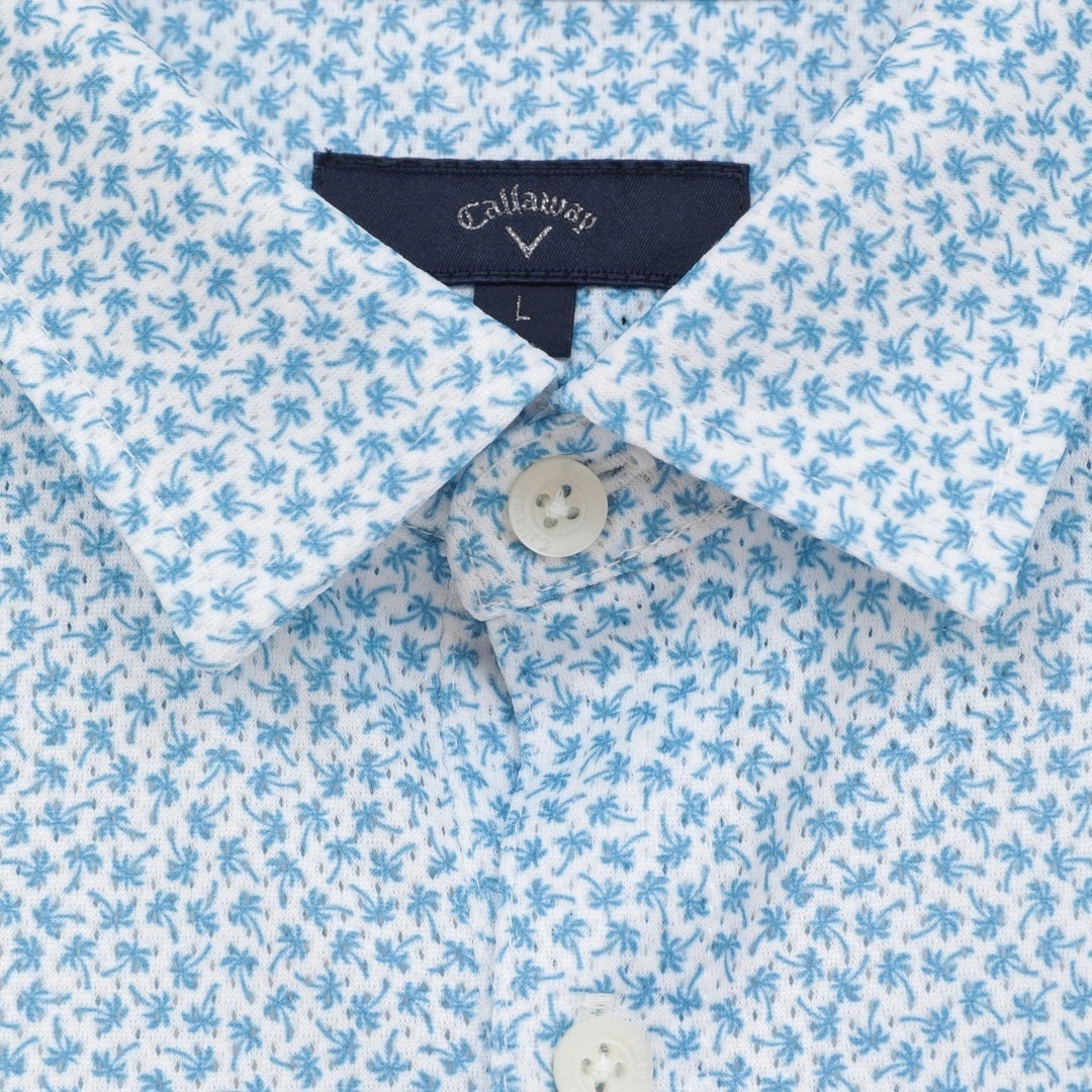 かざあなメッシュ小ヤシの木総柄半袖シャツ ※4Lサイズあり (MENS)