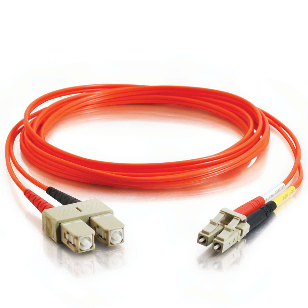 LC-SC 50/125 OM2 Duplex Multimode PVC Fiber Optic Cable (USA-Made) - Orange