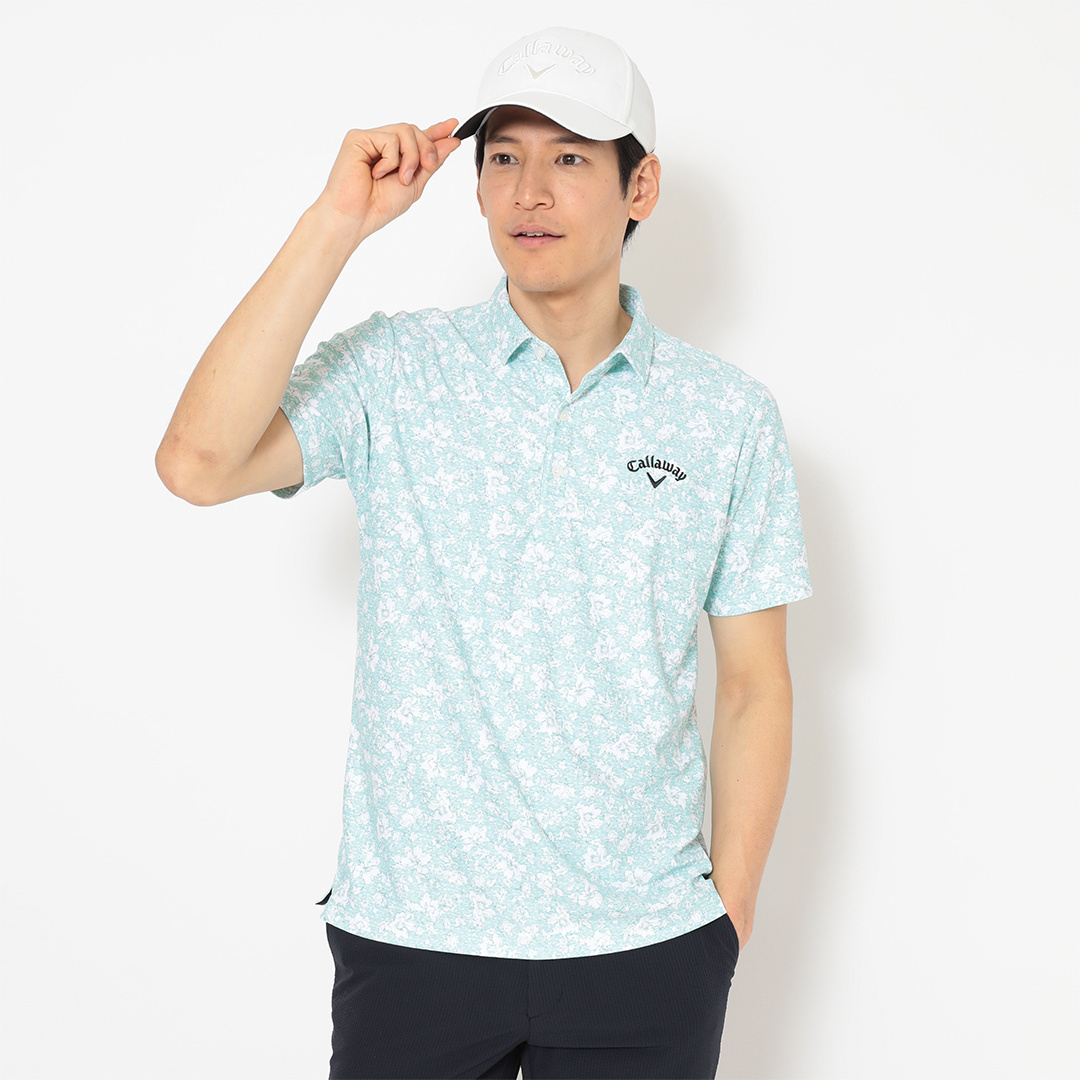 ハニカムメッシュ花柄半袖シャツ (MENS)