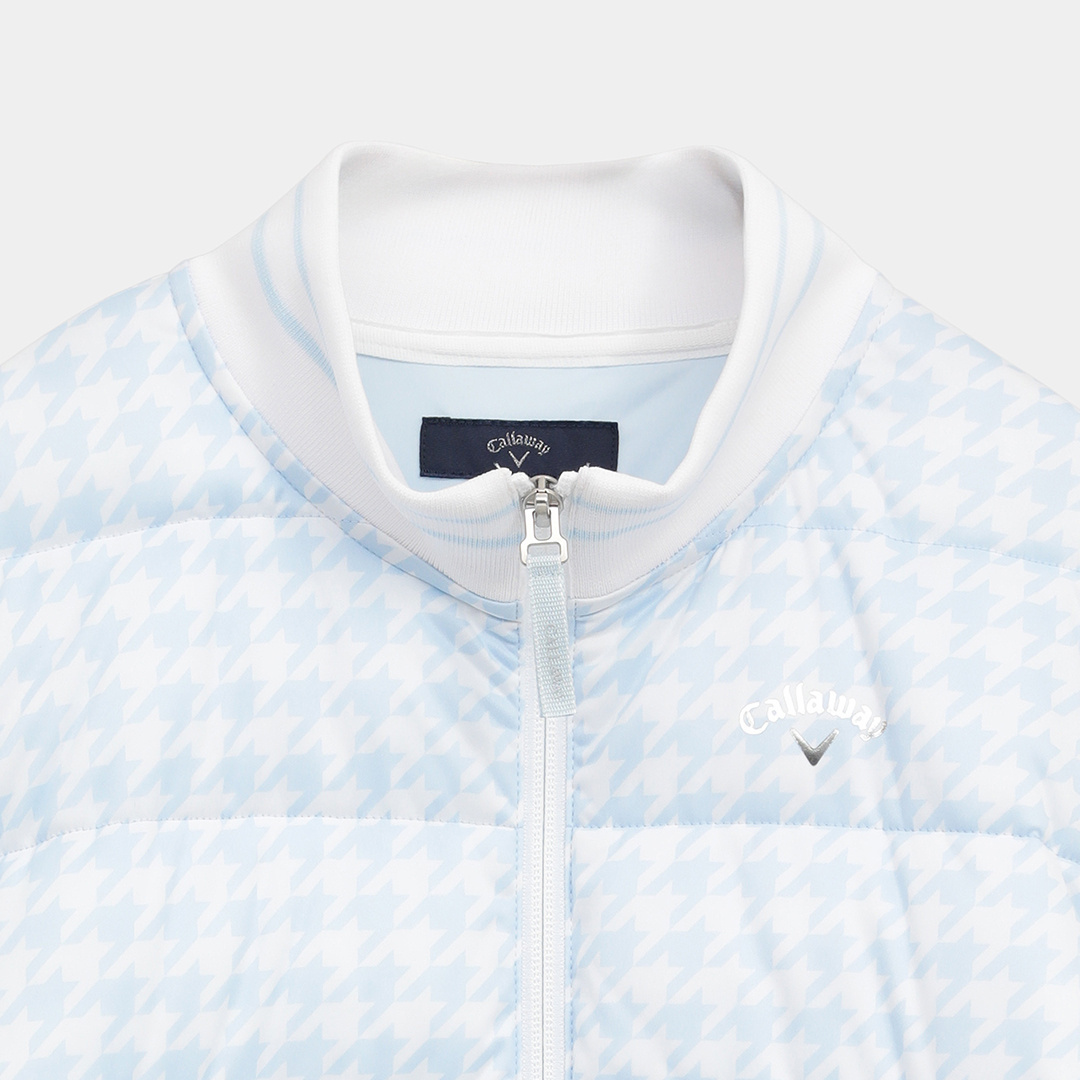 スターストレッチ千鳥プリント中綿ブルゾン (WOMENS)