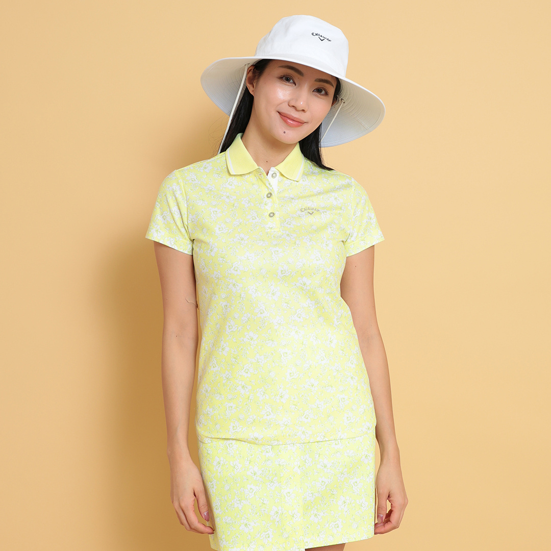 フラワープリント半袖ポロシャツ (WOMENS)